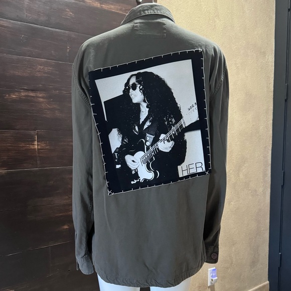 H.E.R. Utility Jacket Army Green Distressed Oversized The Normal Brand Jacket - Picture 6 of 8